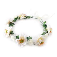 Gmmidea Women Girls Boho Flower Crown Adjustable Sunflower Floral Headband Wedding Bridal Headpiece Champagne